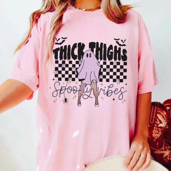 NEW Thick Thighs Spooky Vibes Tee S-5X - Picture 1 of 3